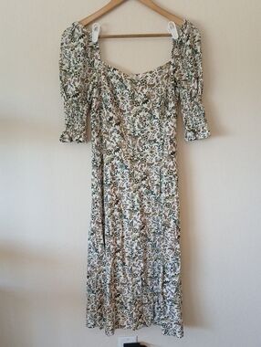 Audrey Park Francesca's Floral Linen Blend Puff Sleeve Dress